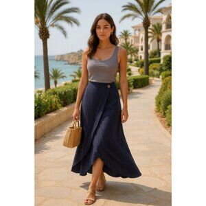 Wrap Maxi Skirt Matilda Jane x Joanna Gaines Navy Cottagecore Spring Summer